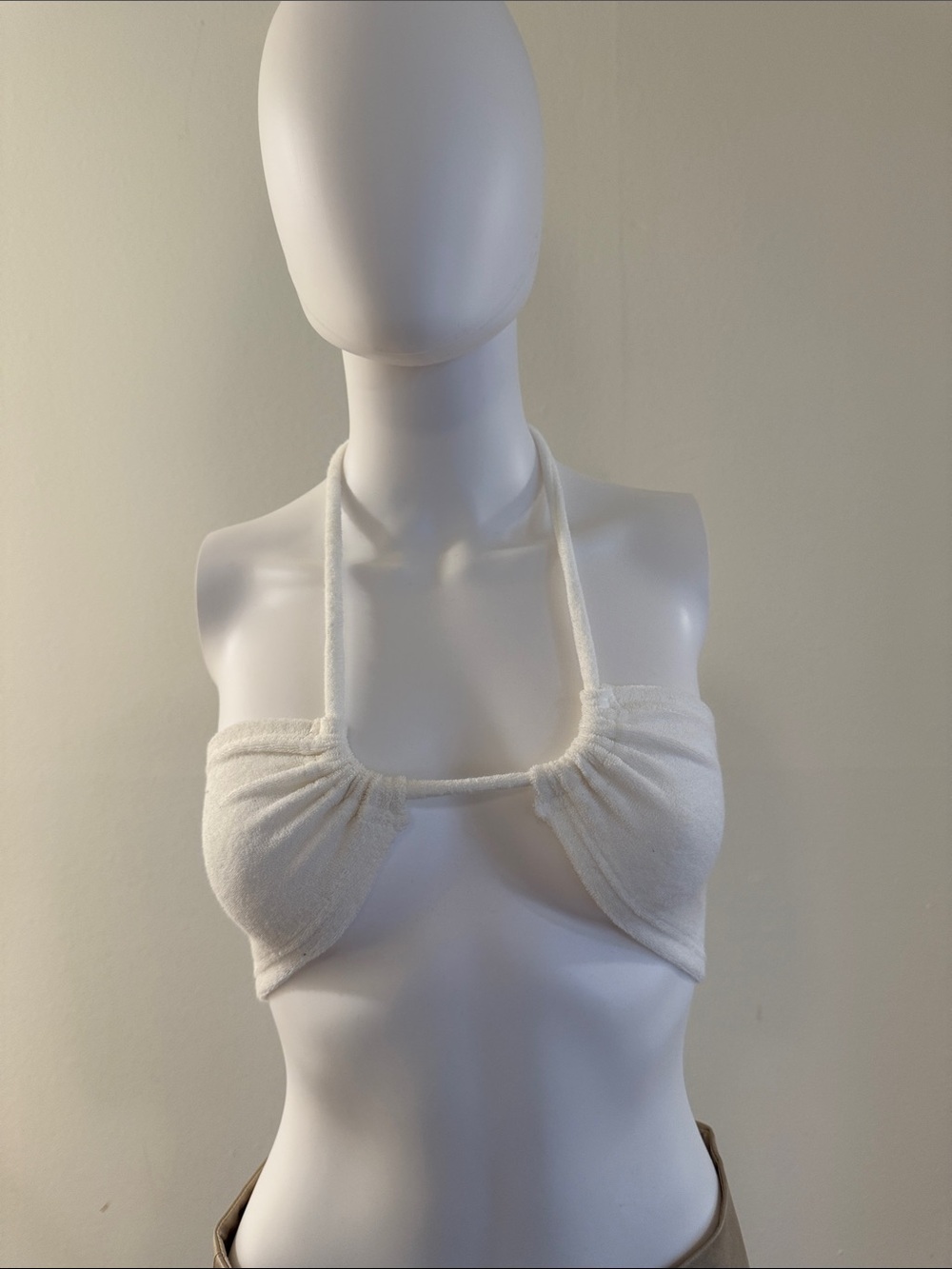 Edikted White Terry Halter Crop Top